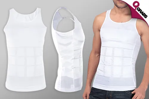 For QR69 Experience a thinning effect with White Men's Body Slimming Vests - Choose from 4 Sizes! (QR129 Value)